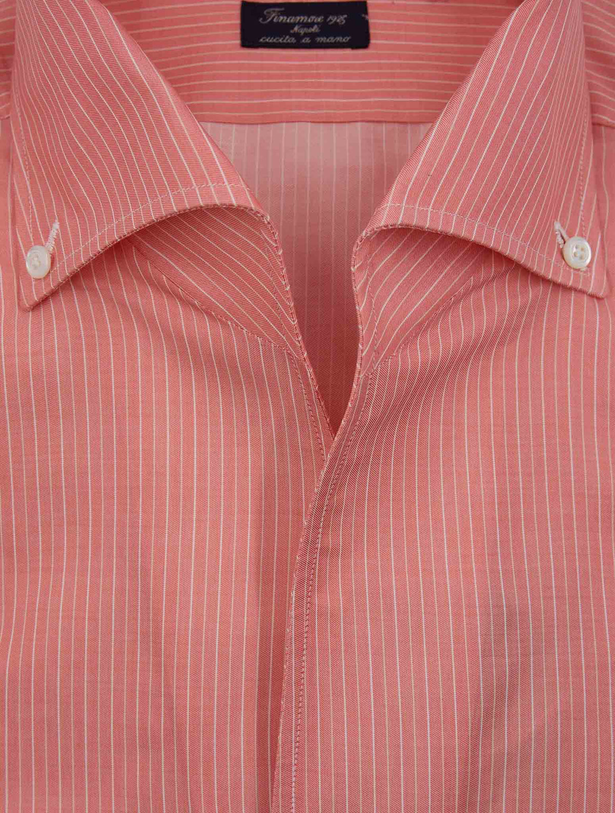 Finamore 1925 Pink White Cotton Shirt Napoli