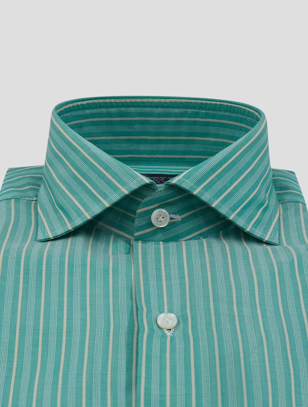 Finamore 1925 Green White Cotton Shirt NAPOLI