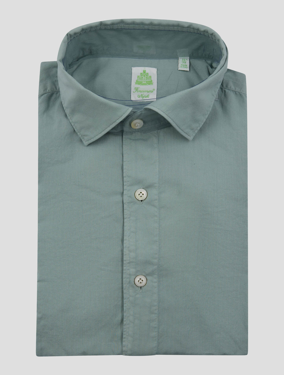 Finamore 1925 Green Cotton Shirt Tokyo