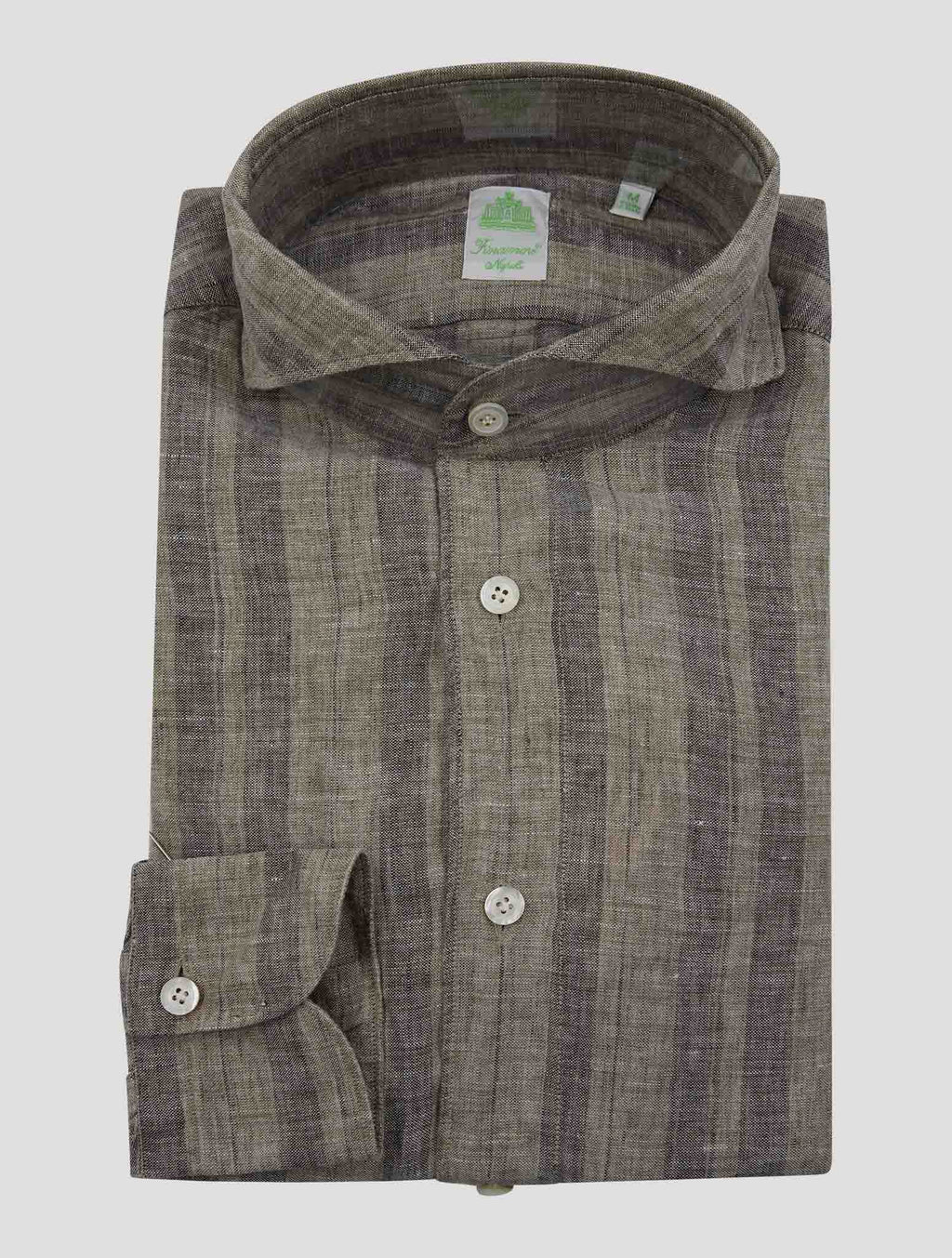 Finamore 1925 Brown Gray Linen Shirt Bali