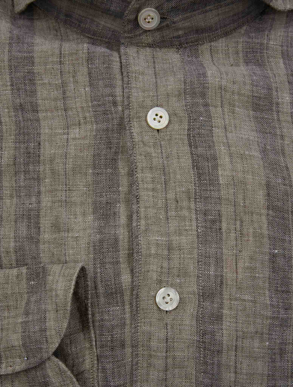 Finamore 1925 Brown Gray Linen Shirt Bali