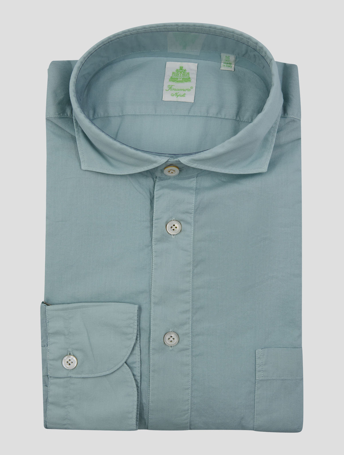 Finamore 1925 Light Blue Cotton Shirt Miami