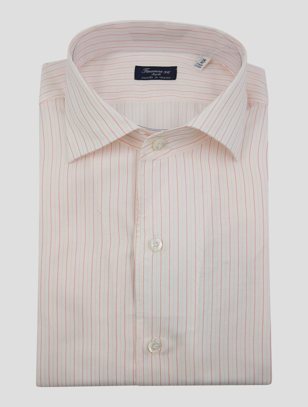 Finamore 1925 Red White Cotton Shirt Versilia