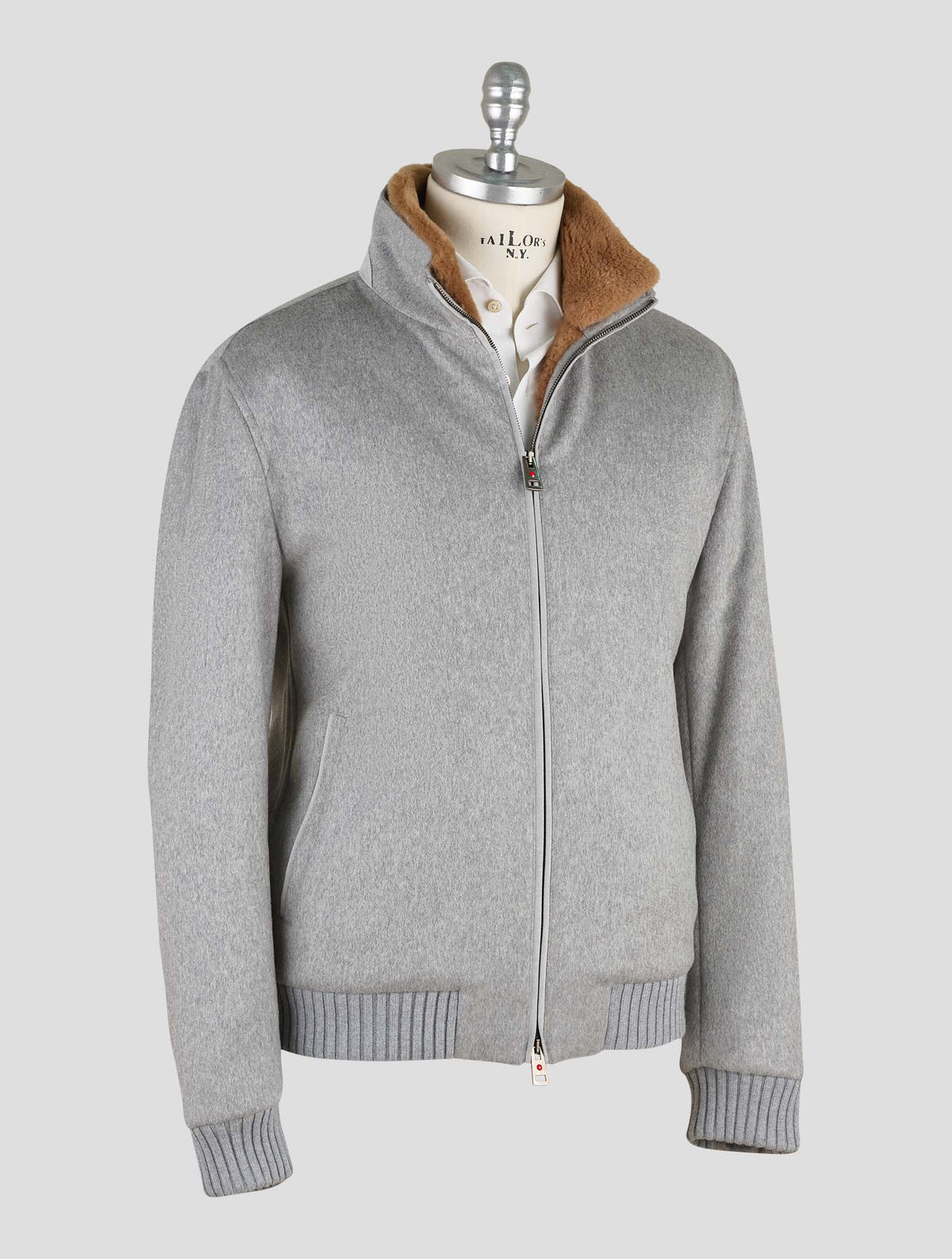 Kired Light Gray Cashmere Beaver Fur Coat