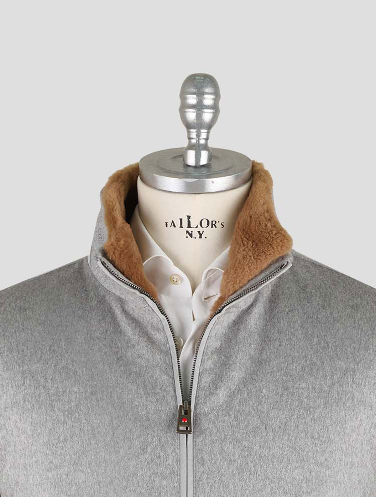 Kired Light Gray Cashmere Beaver Fur Coat