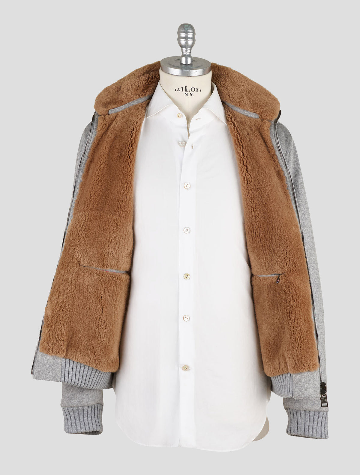 Kired Light Gray Cashmere Beaver Fur Coat