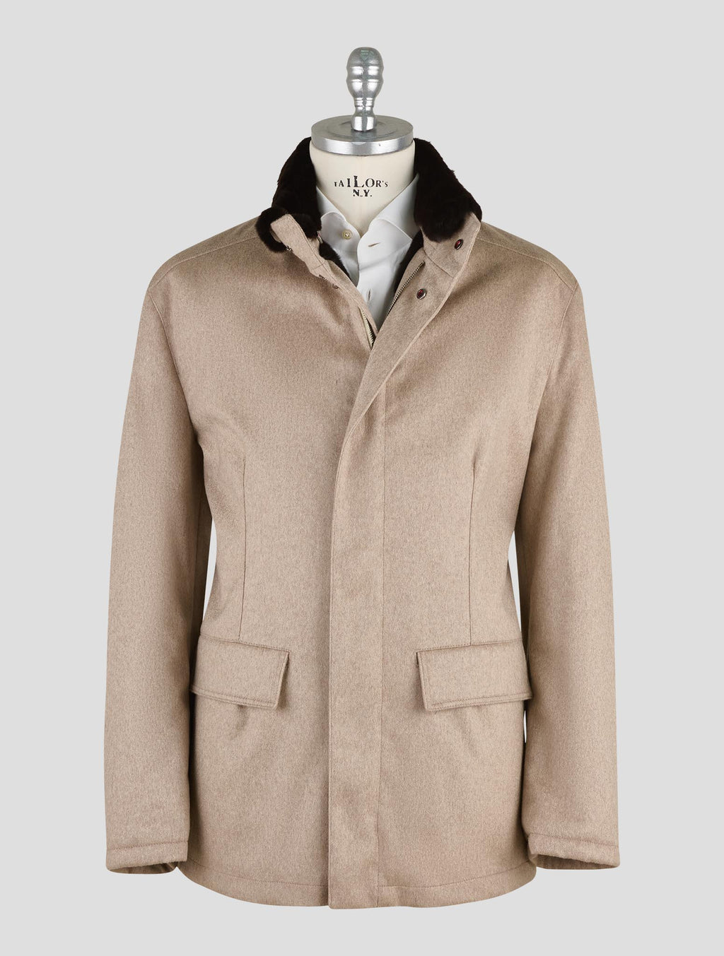 Kired Beige Cashmere Weasel Fur Coat