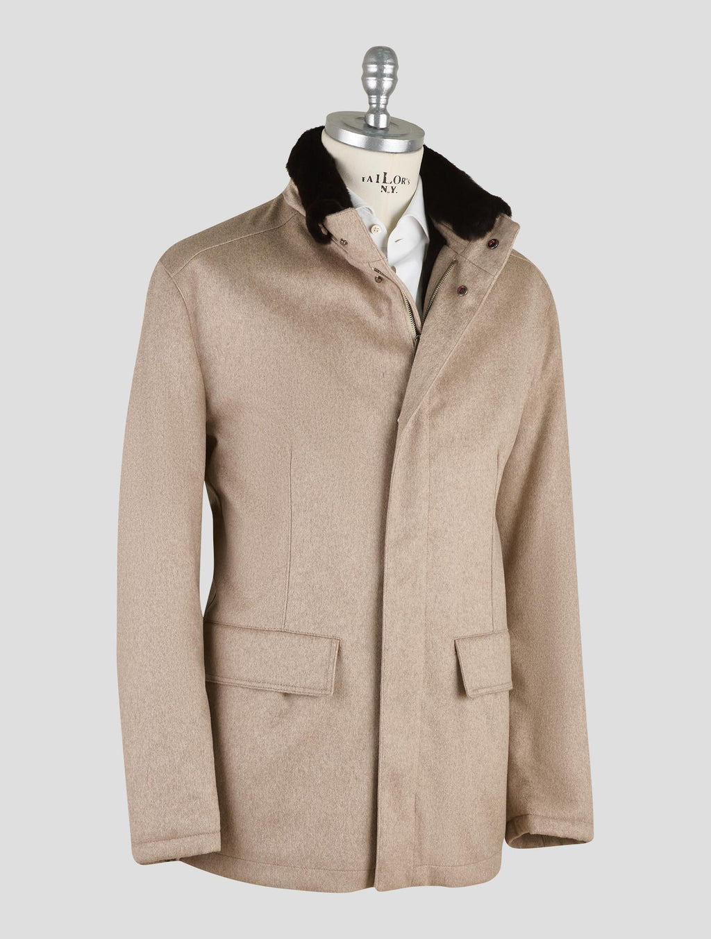 Kired Beige Cashmere Weasel Fur Coat