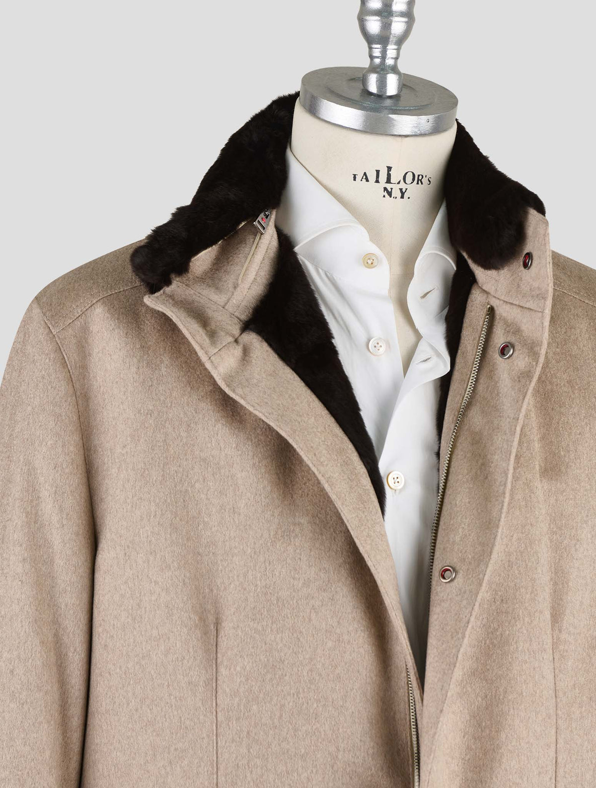 Kired Beige Cashmere Weasel Fur Coat