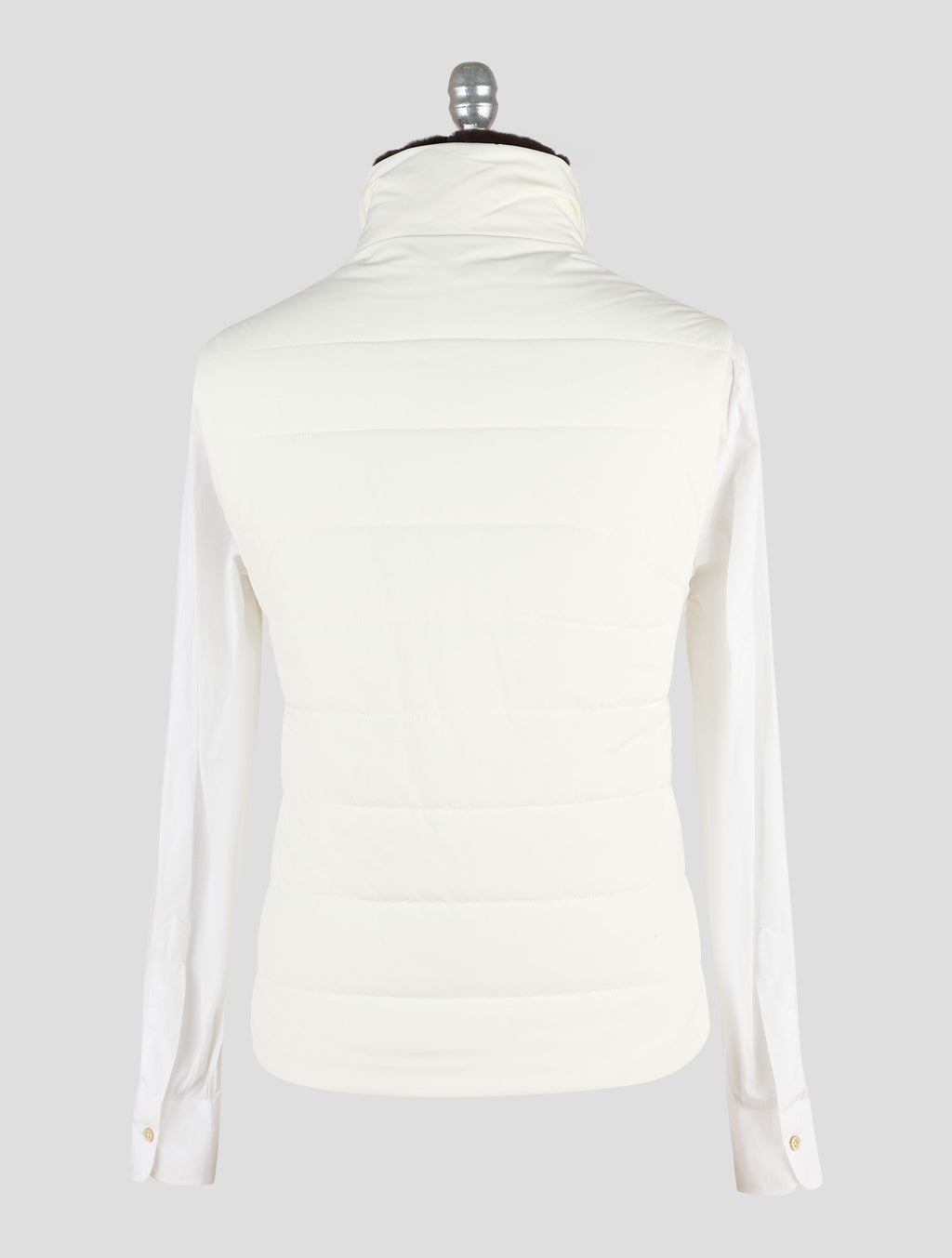Kired White Pl Beaver Fur Collar Gilet Coat