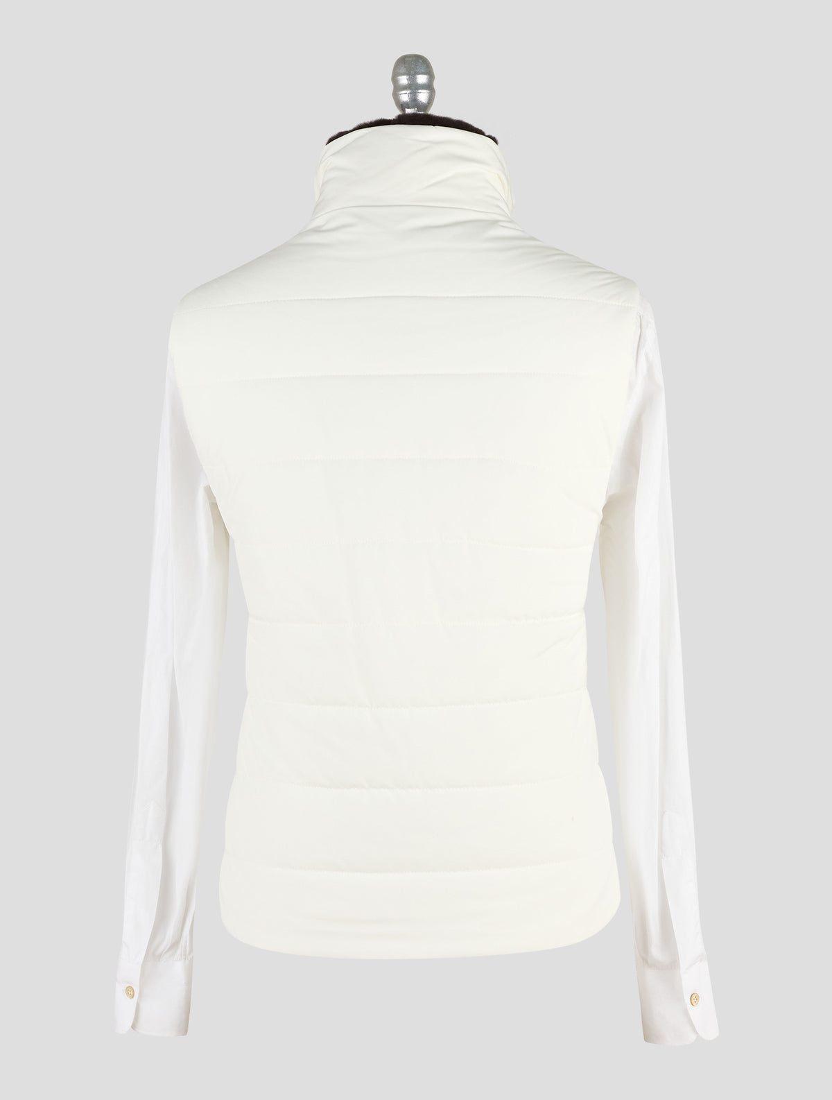 Kired White Pl Beaver Fur Collar Gilet Coat