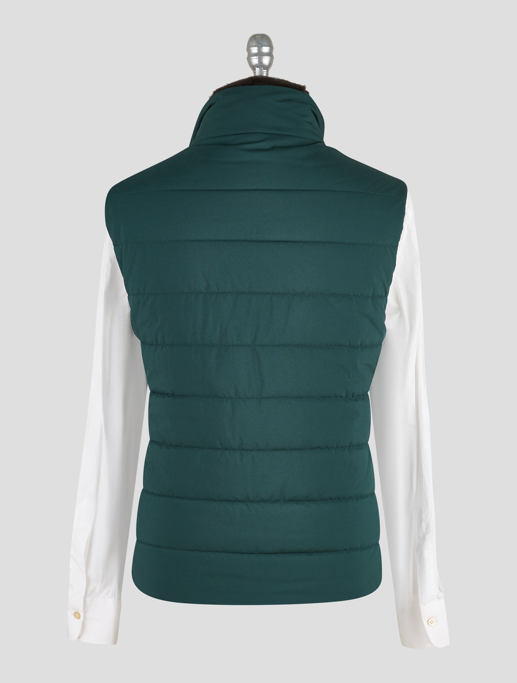 Kired Green Pl Beaver Fur Collar Gilet Coat