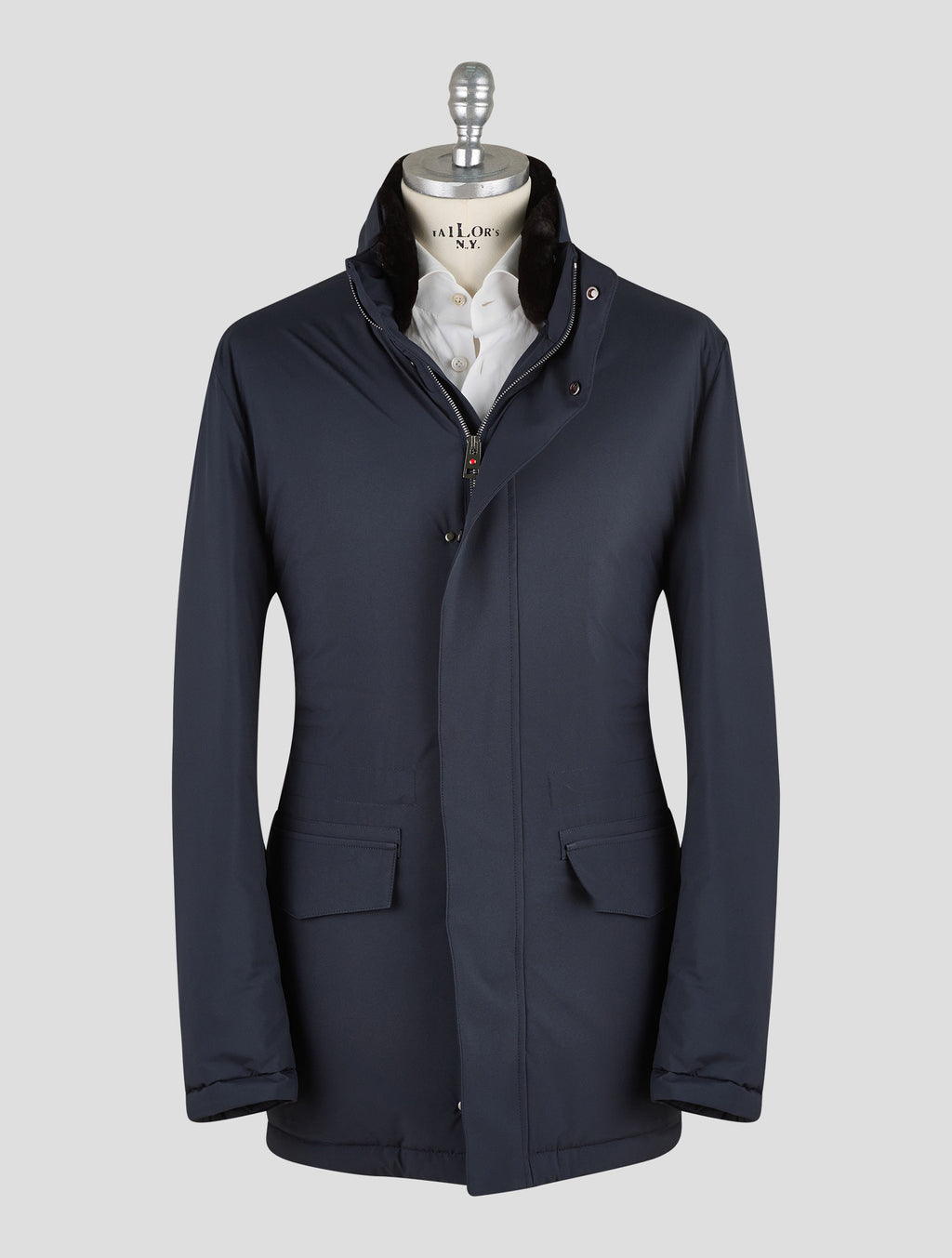 Kired Blue Pl Mink Fur Collar Coat