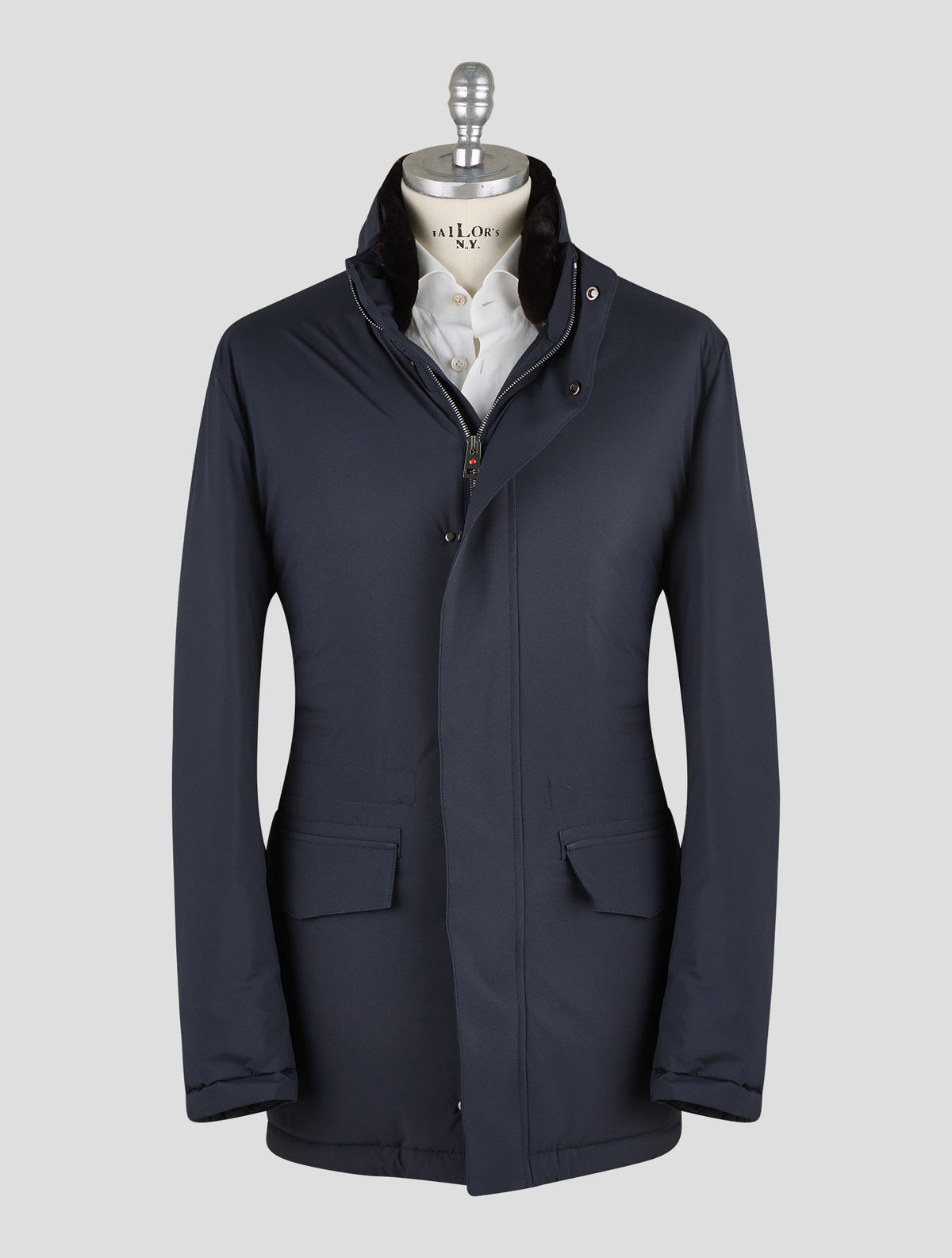 Kired Blue Pl Mink Fur Collar Coat