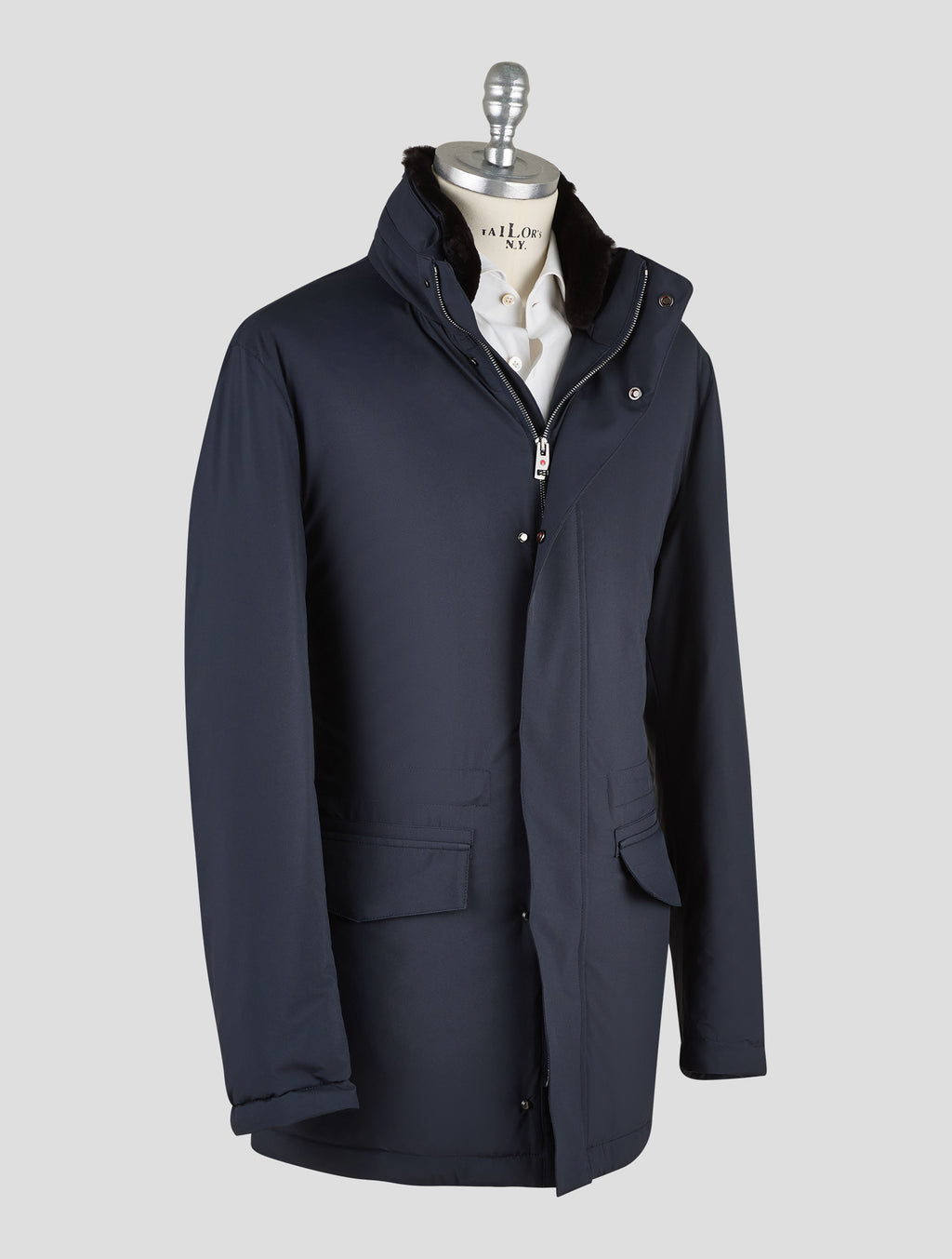 Kired Blue Pl Mink Fur Collar Coat