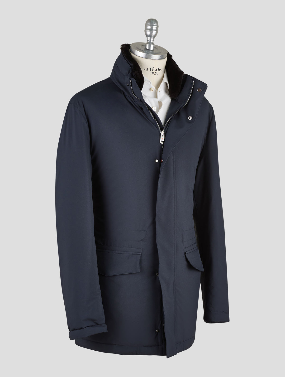 Kired Blue Pl Mink Fur Collar Coat