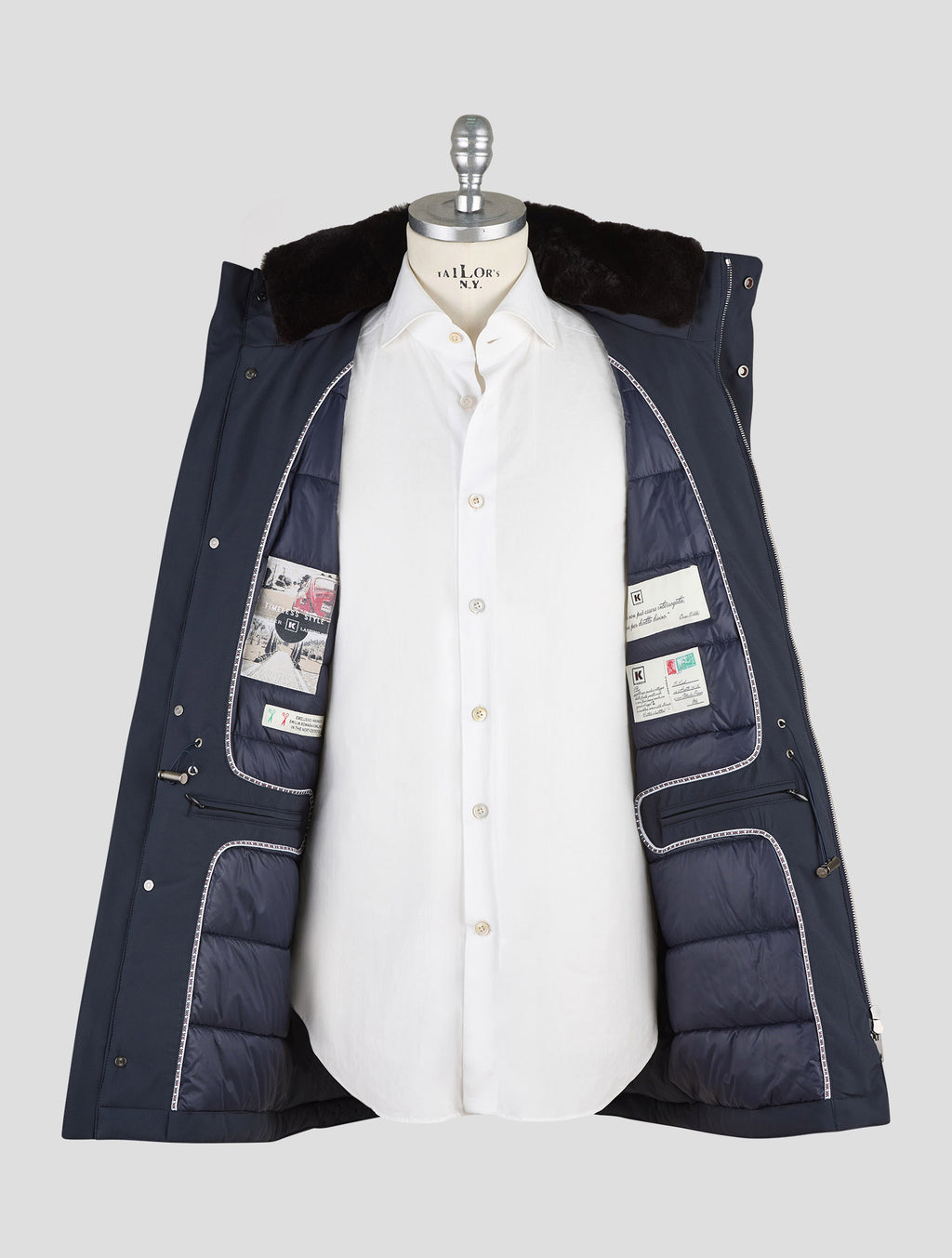 Kired Blue Pl Mink Fur Collar Coat