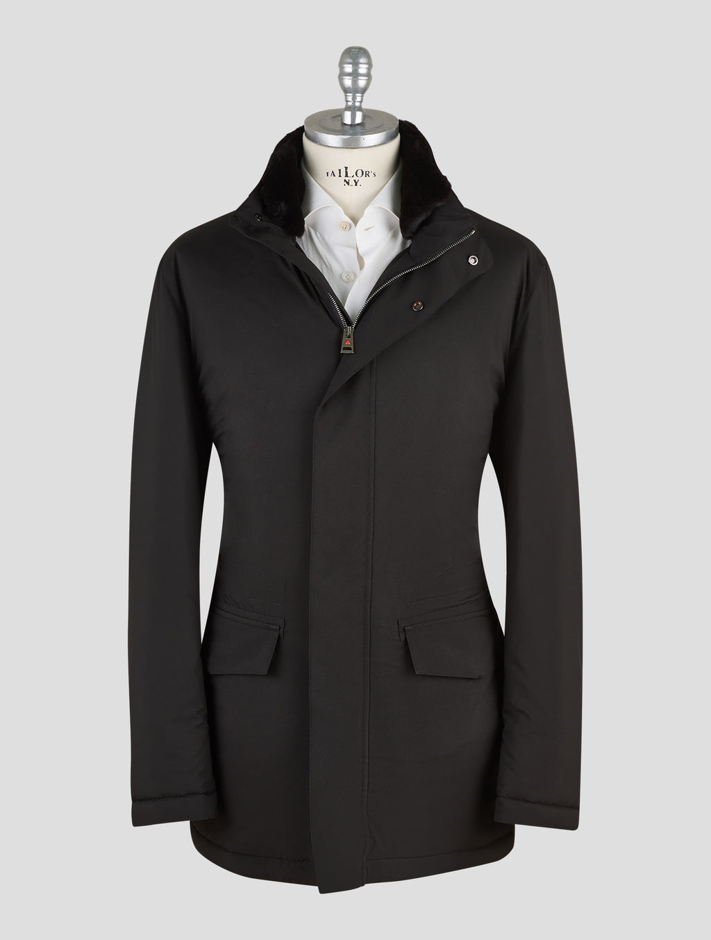 Kired Black Pl Mink Fur Collar Coat