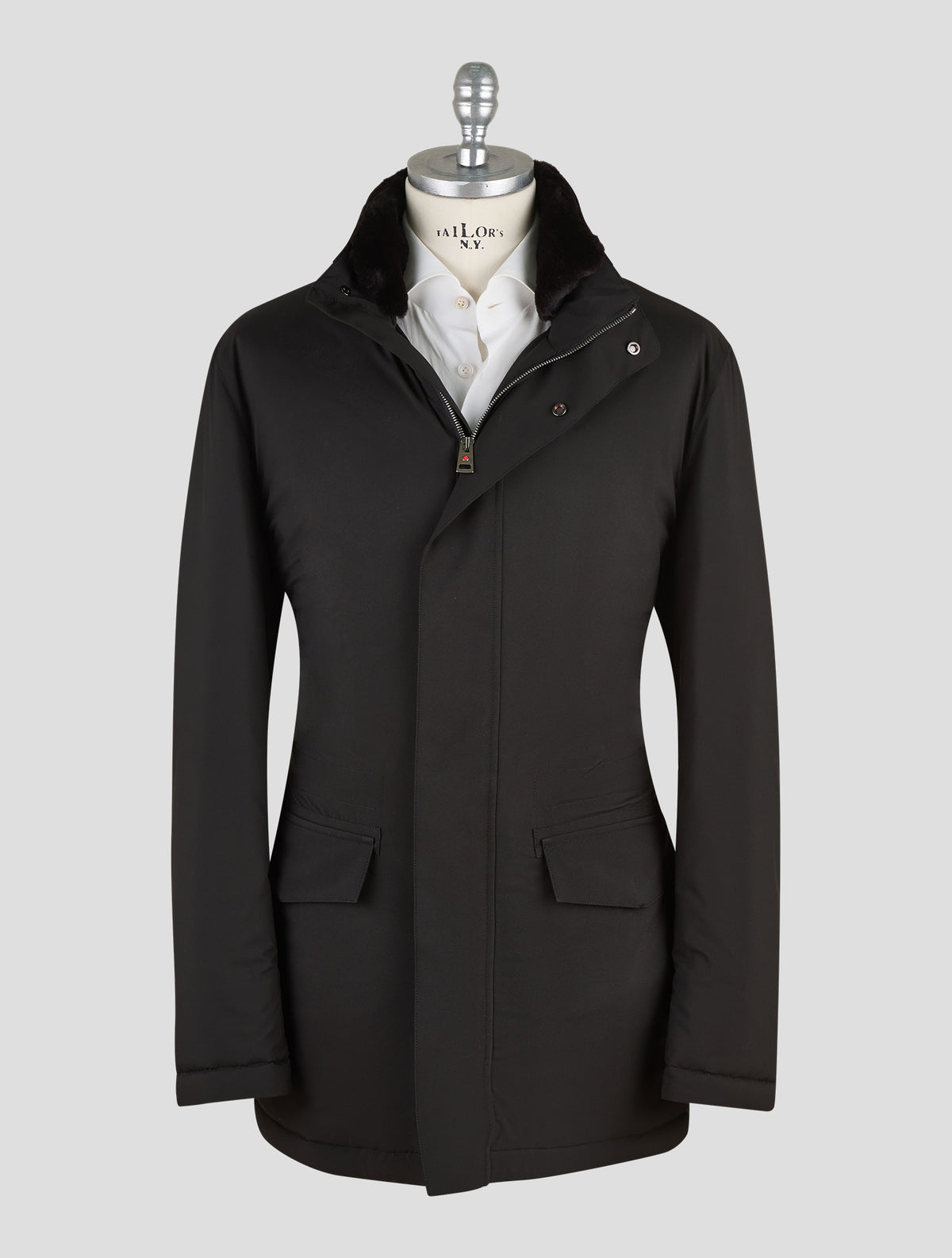 Kired Black Pl Mink Fur Collar Coat