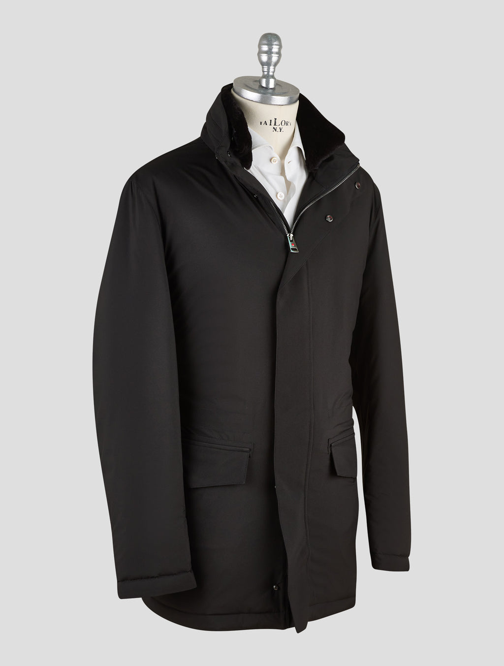 Kired Black Pl Mink Fur Collar Coat