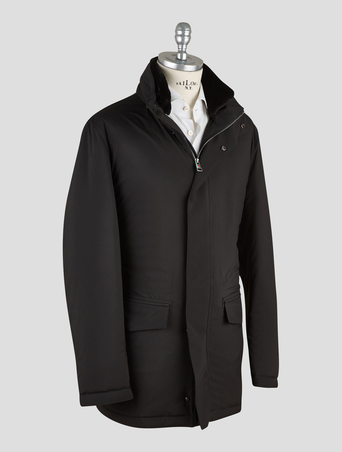 Kired Black Pl Mink Fur Collar Coat