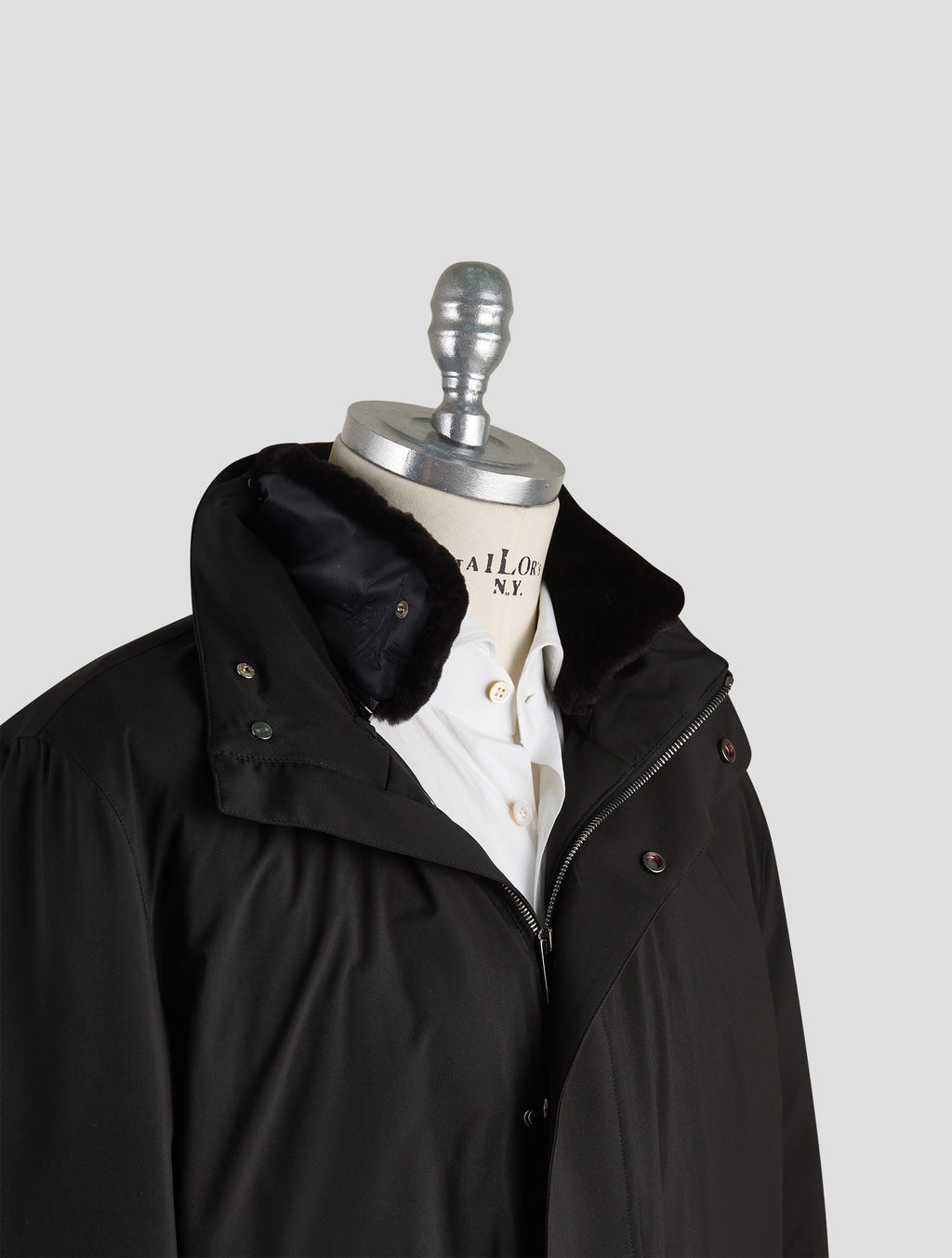 Kired Black Pl Mink Fur Collar Coat