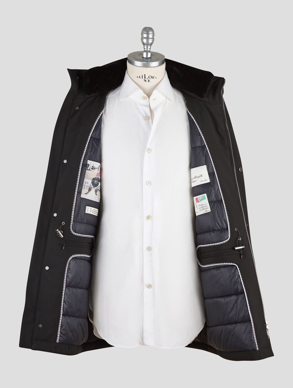 Kired Black Pl Mink Fur Collar Coat