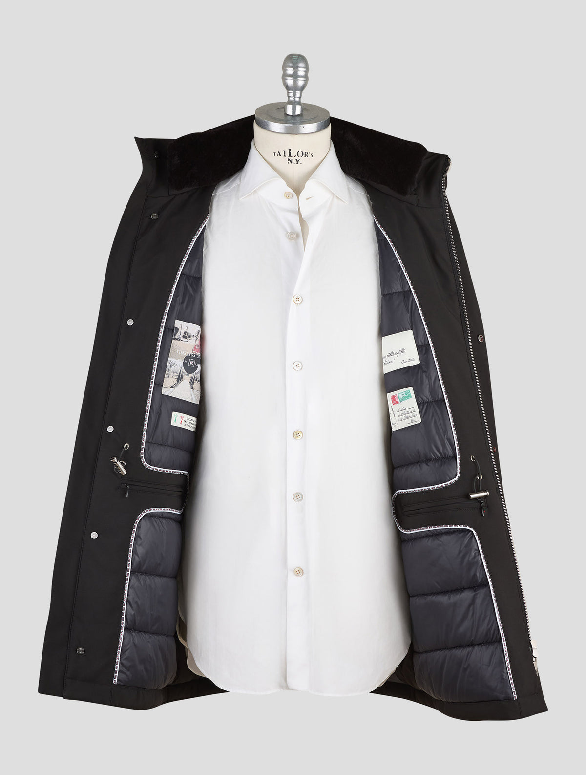 Kired Black Pl Mink Fur Collar Coat
