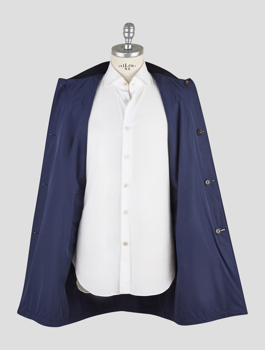 Kired Blue Pl Acrylic Wool Pl Reverse Overcoat