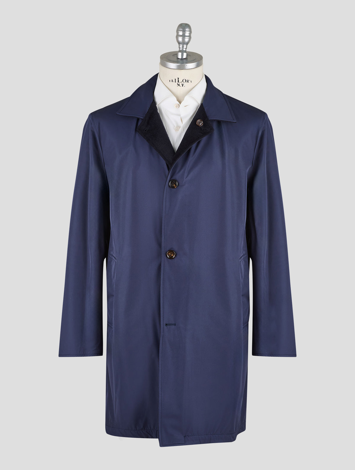 Kired Blue Pl Acrylic Wool Pl Reverse Overcoat
