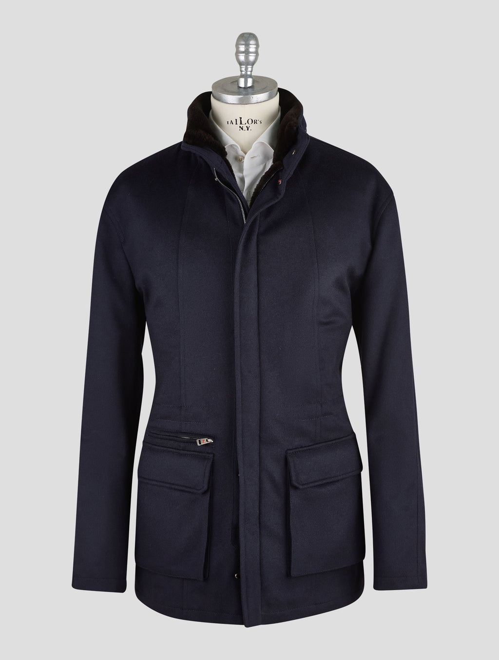 Kired Blue Navy Cashmere Beaver Fur Coat