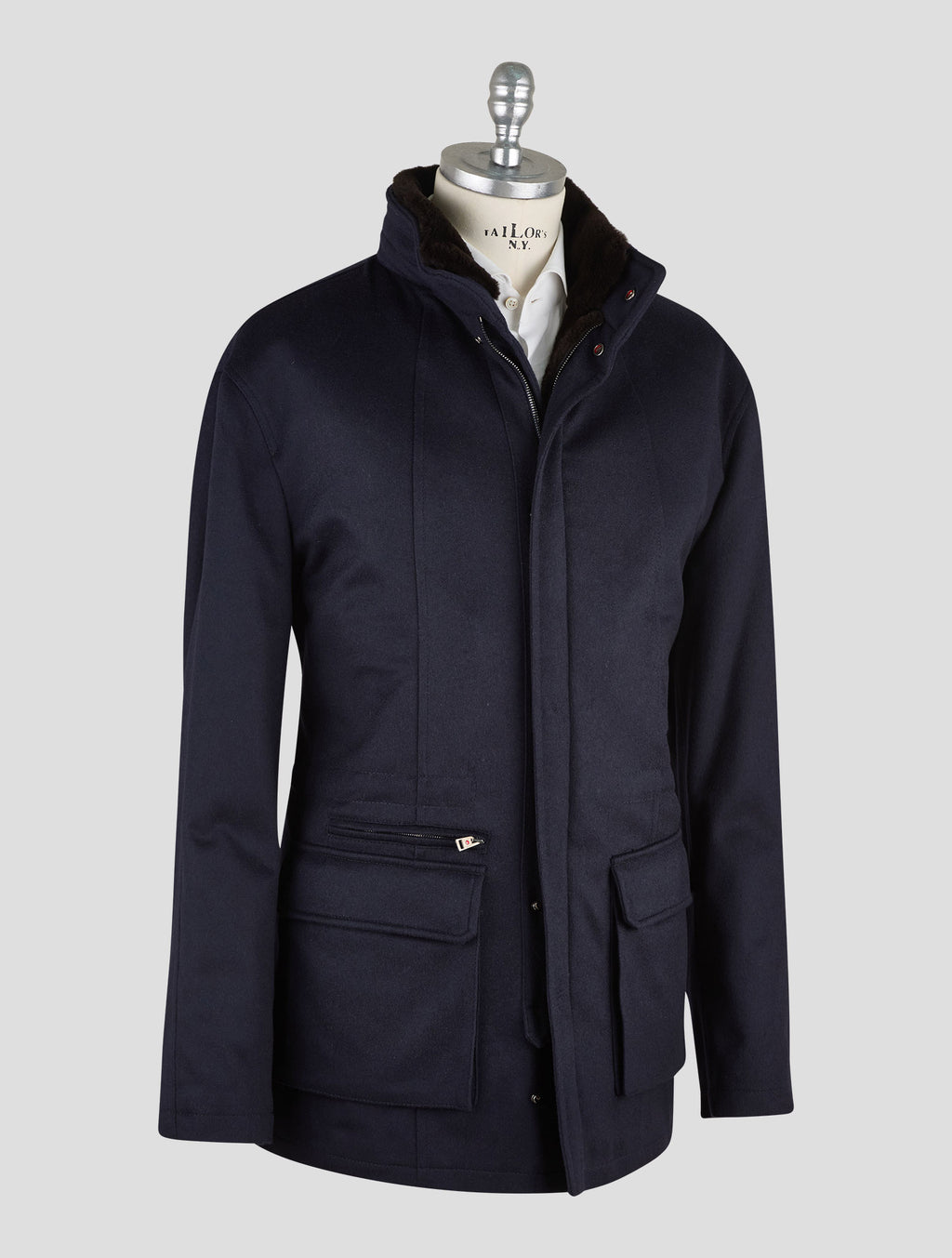 Kired Blue Navy Cashmere Beaver Fur Coat