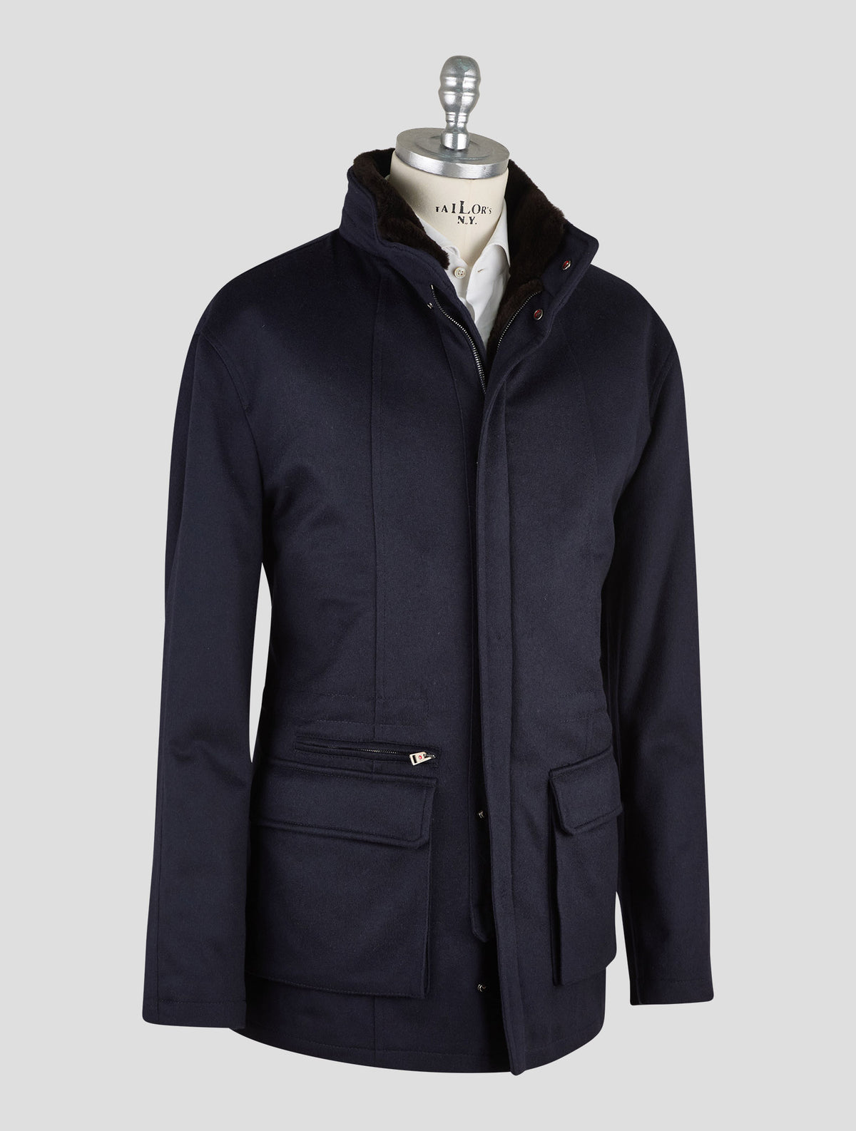 Kired Blue Navy Cashmere Beaver Fur Coat