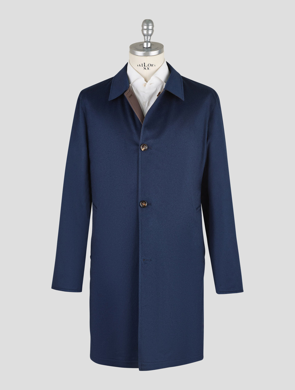 Kired Blue Navy Brown Cashmere Pl Reverse Overcoat