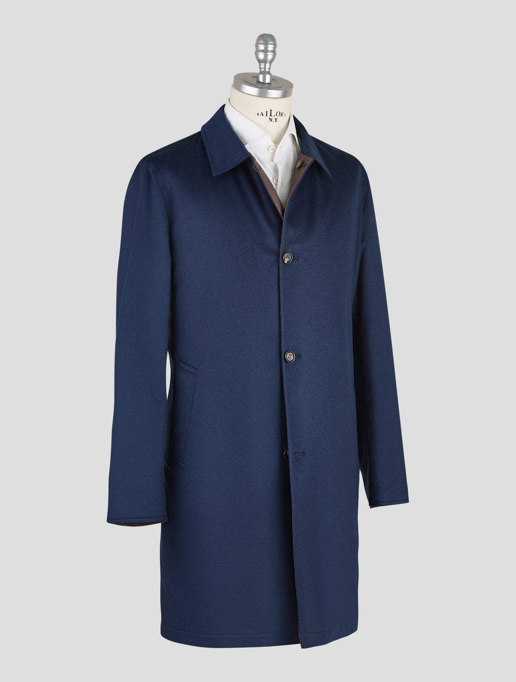 Kired Blue Navy Brown Cashmere Pl Reverse Overcoat