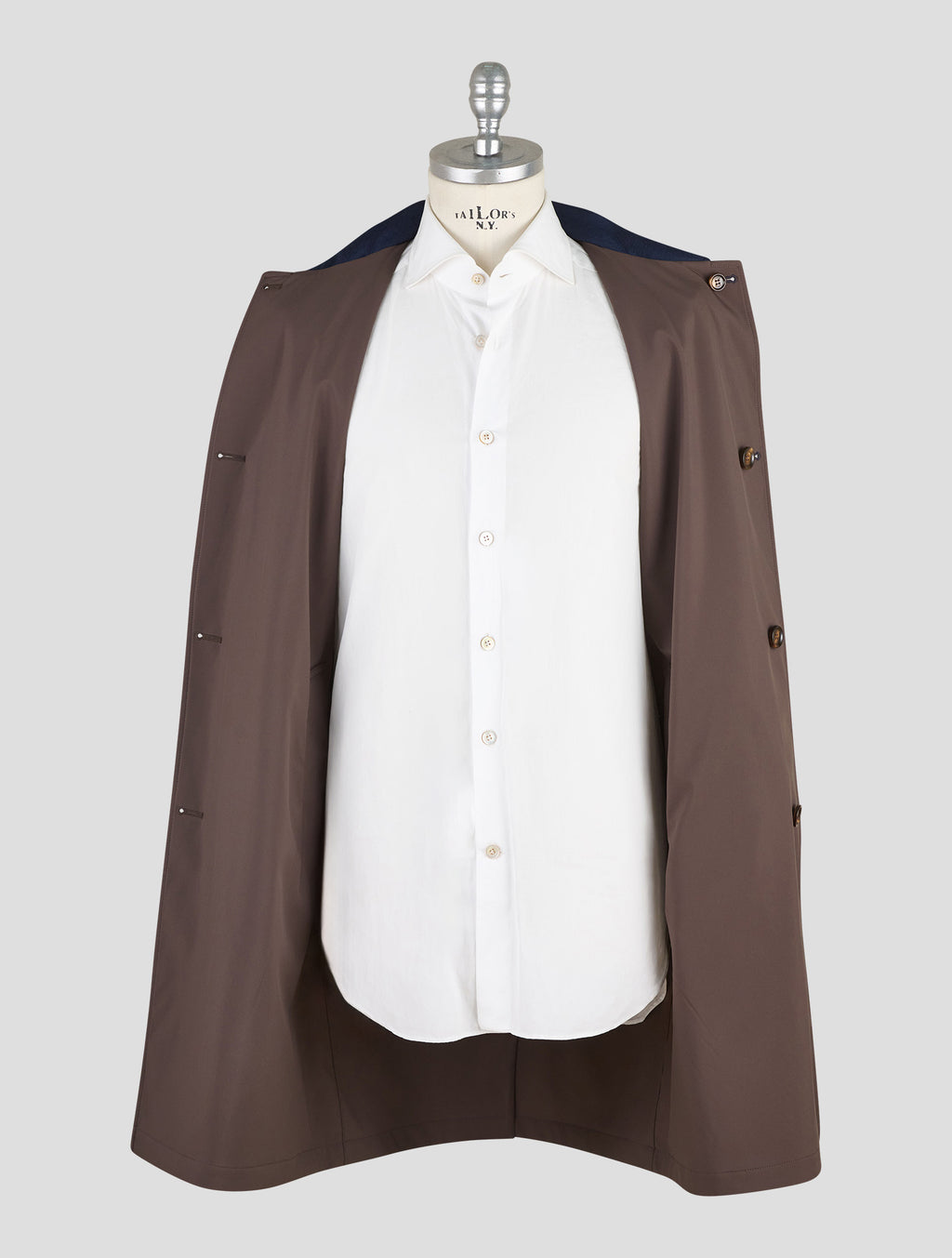 Kired Blue Navy Brown Cashmere Pl Reverse Overcoat