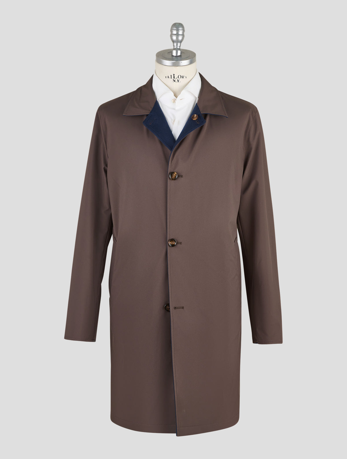 Kired Blue Navy Brown Cashmere Pl Reverse Overcoat