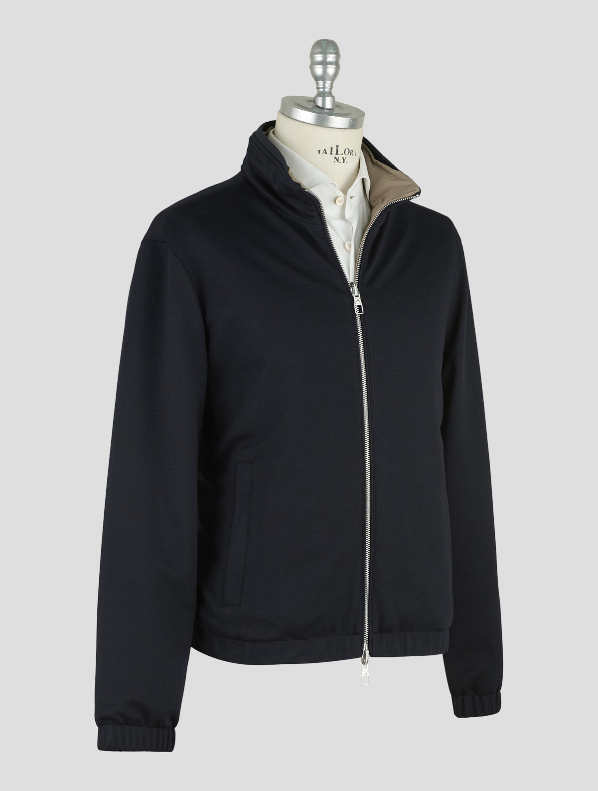 Montecore Dark Blue  Taupe Virgin Wool Pl Reverse Coat