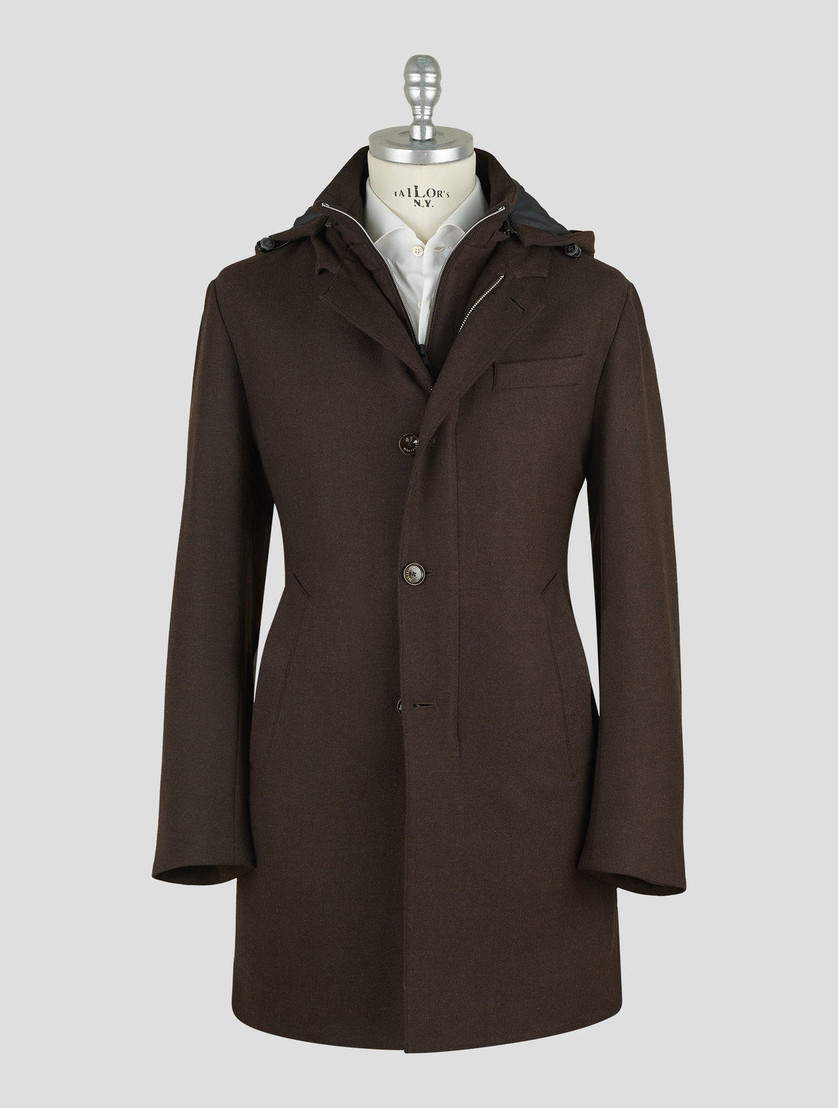 Montecore Brown Virgin Wool Ea  Loro Piana Fabric Overcoat