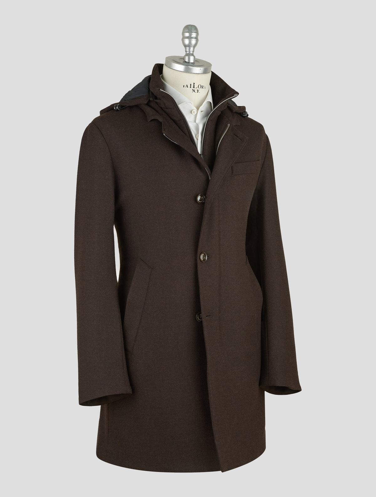 Montecore Brown Virgin Wool Ea  Loro Piana Fabric Overcoat