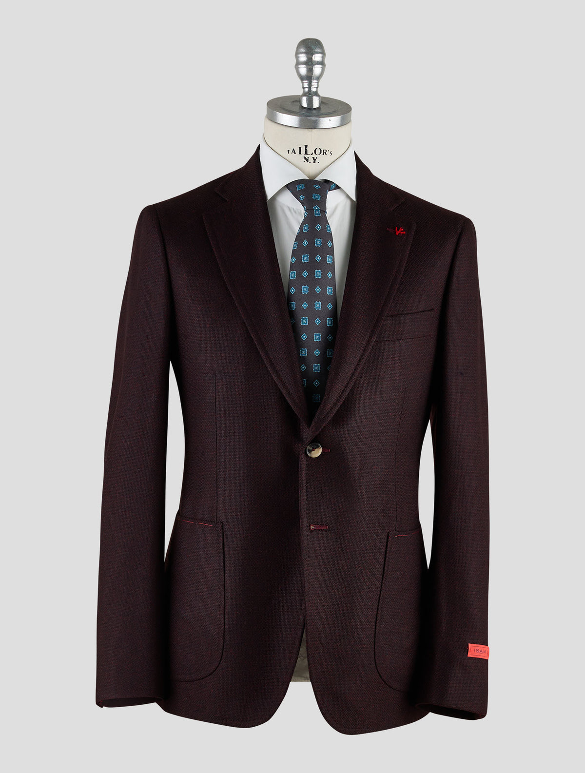 Isaia Burgundy Wool Cashmere Blazer Mod. Capri