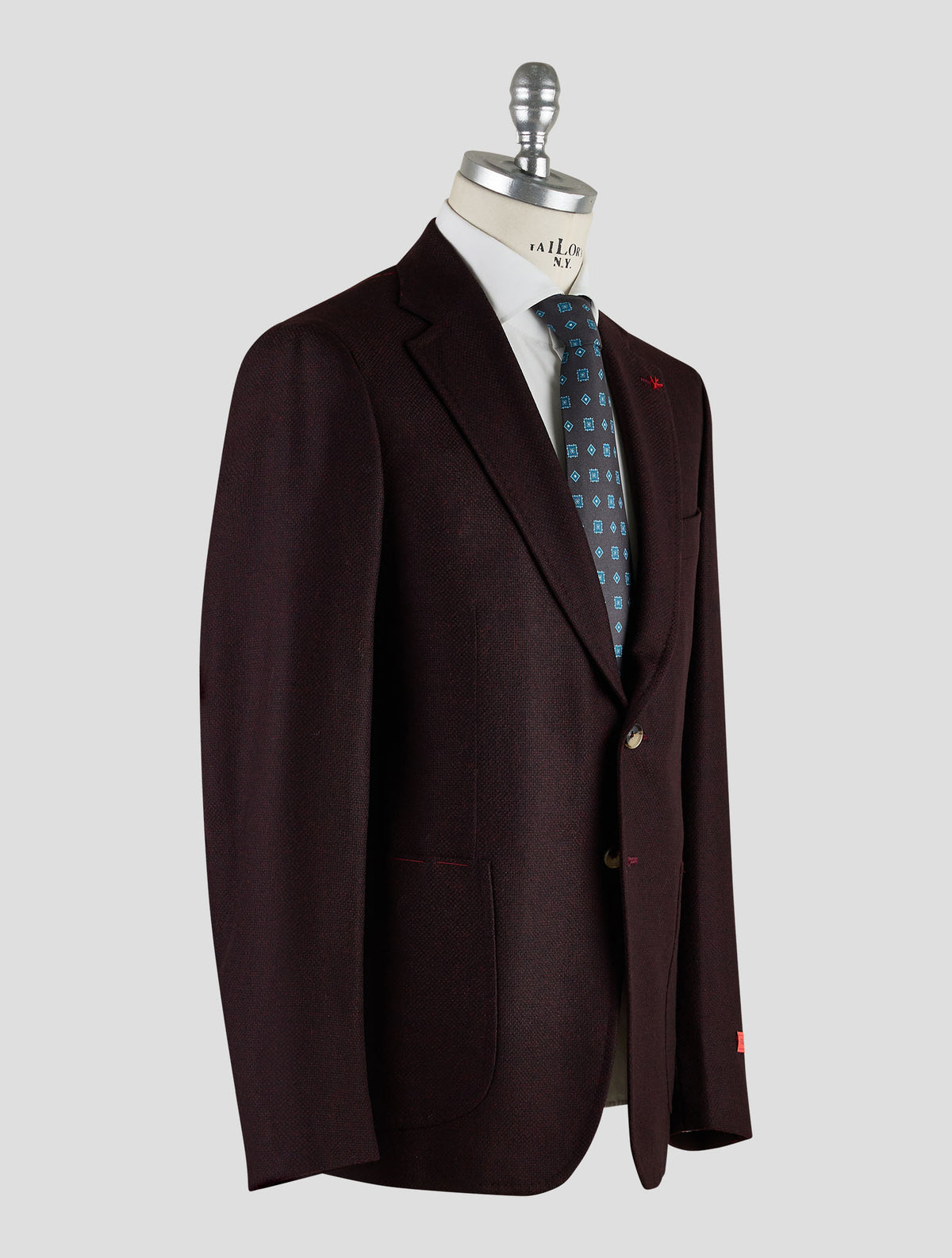 Isaia Burgundy Wool Cashmere Blazer Mod. Capri