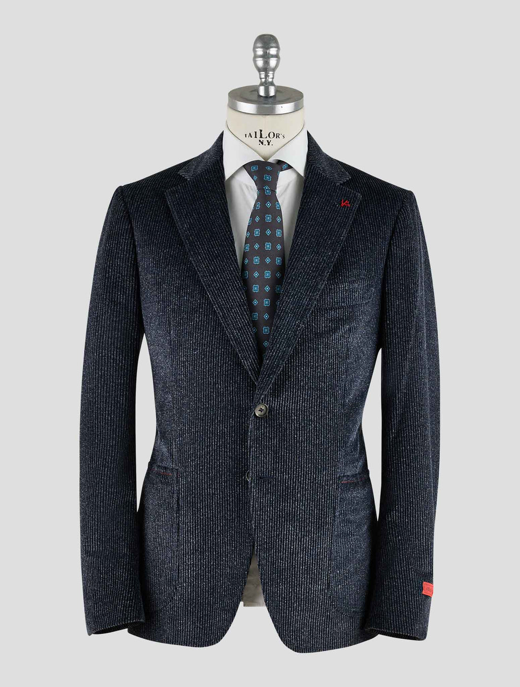 Isaia Blue Cotton Velvet Blazer Mod. Capri