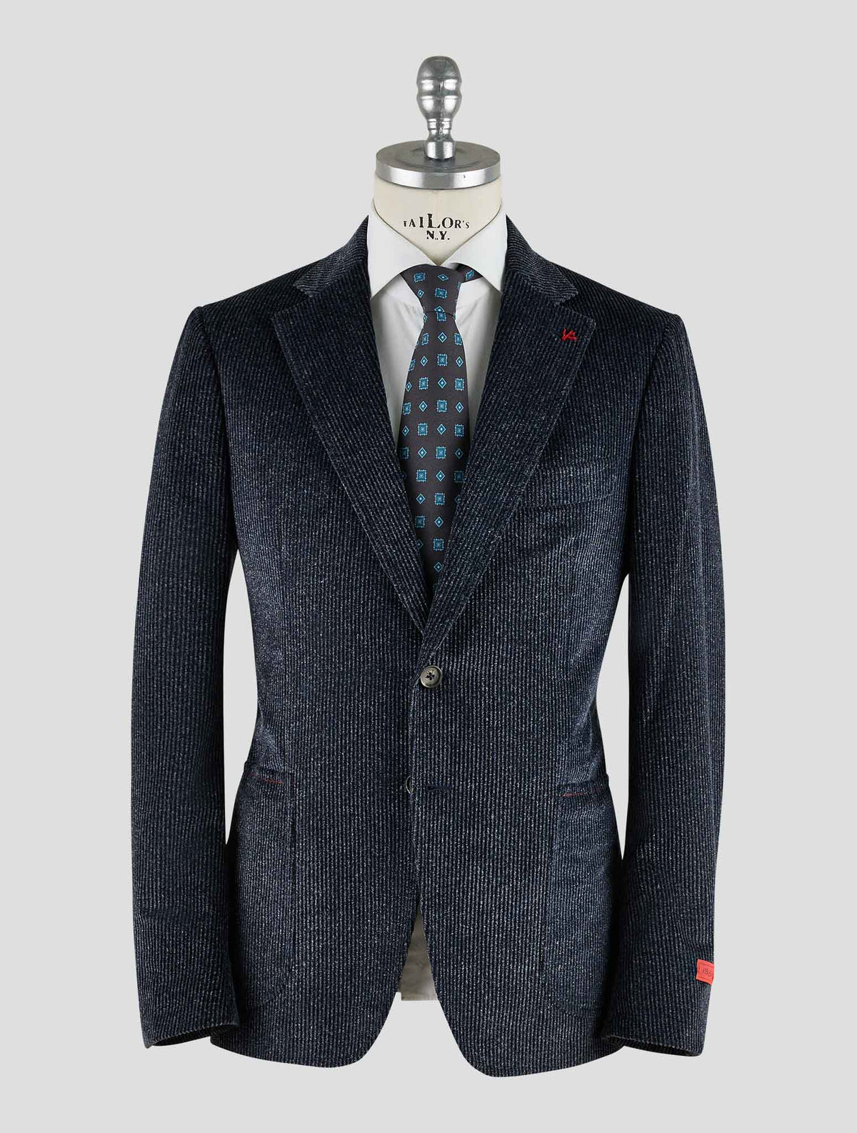 Isaia Blue Cotton Velvet Blazer Mod. Capri