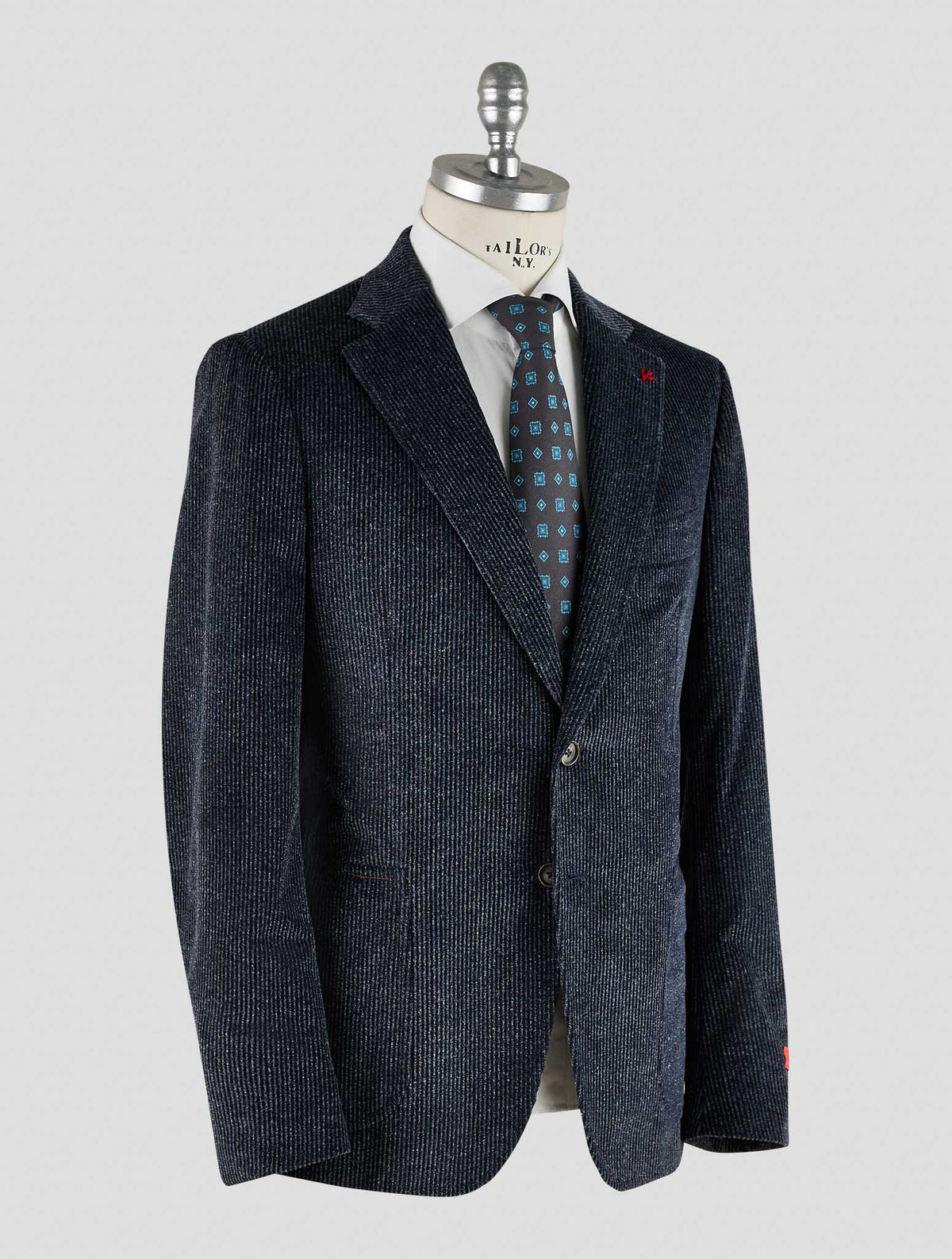 Isaia Blue Cotton Velvet Blazer Mod. Capri