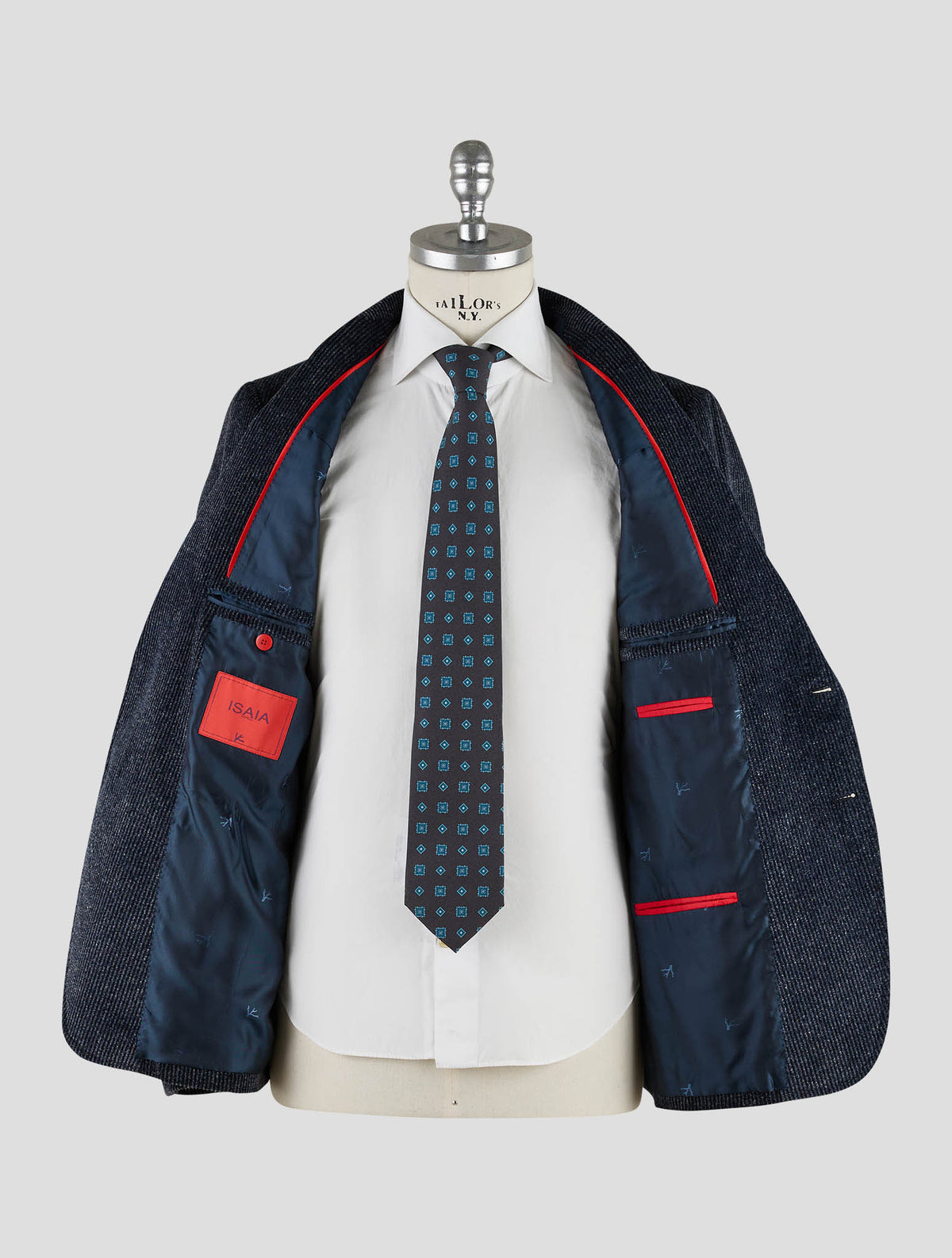 Isaia Blue Cotton Velvet Blazer Mod. Capri