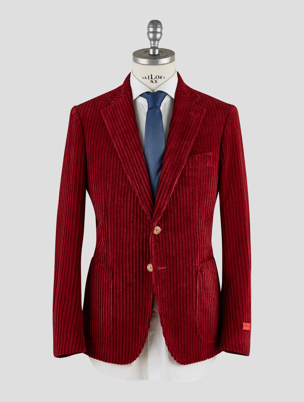 Isaia Red Cotton Velvet Blazer Mod. Capri