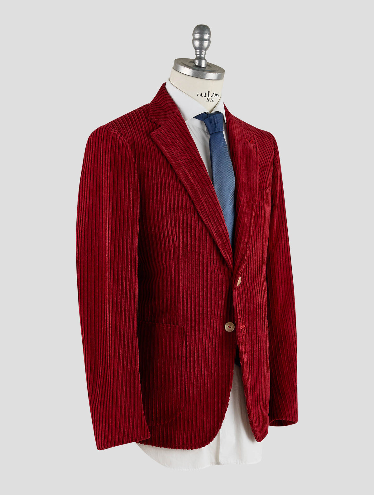 Isaia Red Cotton Velvet Blazer Mod. Capri