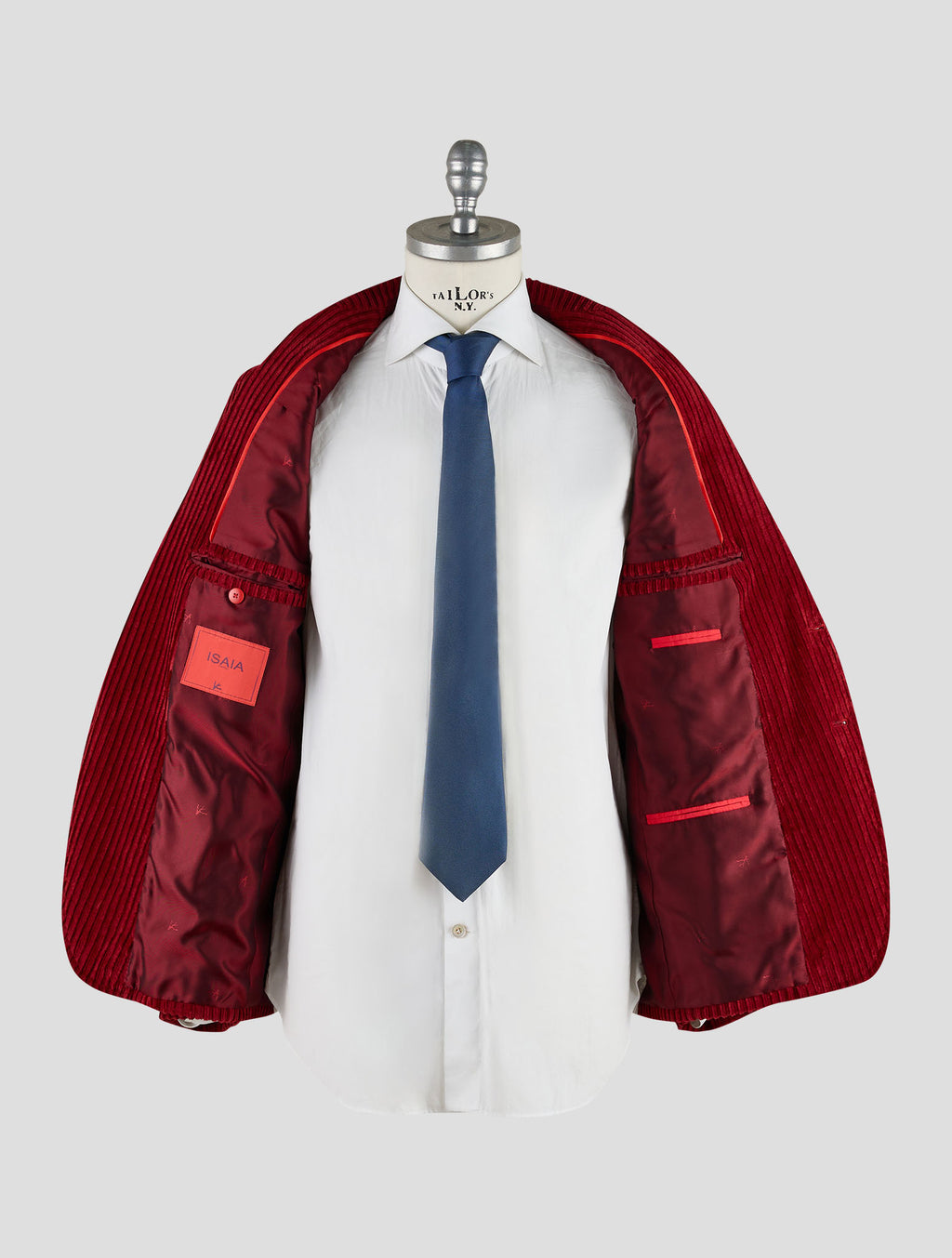Isaia Red Cotton Velvet Blazer Mod. Capri