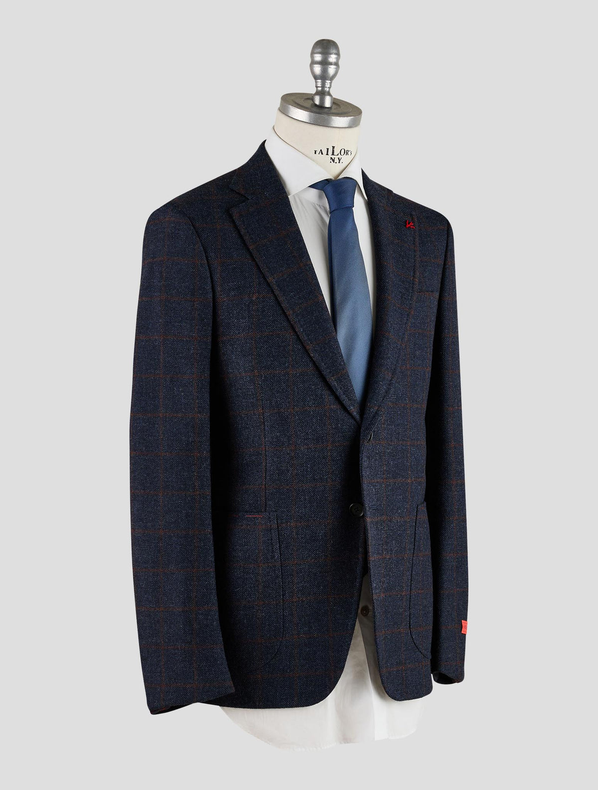 Isaia Blue Brown Wool Blazer